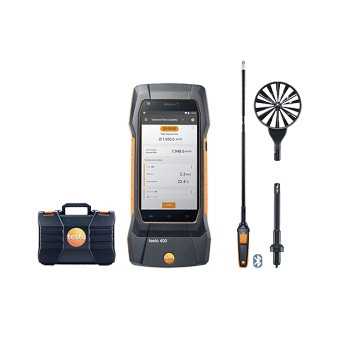 Testo 400 세트 다기능 풍속계 열선 anemomete 풍속 온도 습도 압력 조도 방사열 난류 CO2 CO