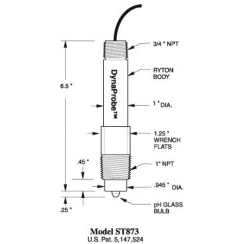 pH620-ST873 온라인용 pH미터 고온 온도미보상 배관삽입 침적형 탱크 1NPT